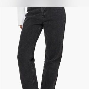 Princess Polly Black Straight Leg Asymmetric Crossover Jeans